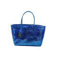 Woven Novelty Tote Women Shopping Purse PVC Man Made Handbag